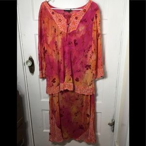 Carole Little 2Pc Boho Embellished Outfit Sz16